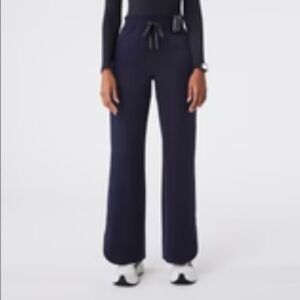 Figs Scrub Navy Blue Wide Leg Pants with Drawstring Waist